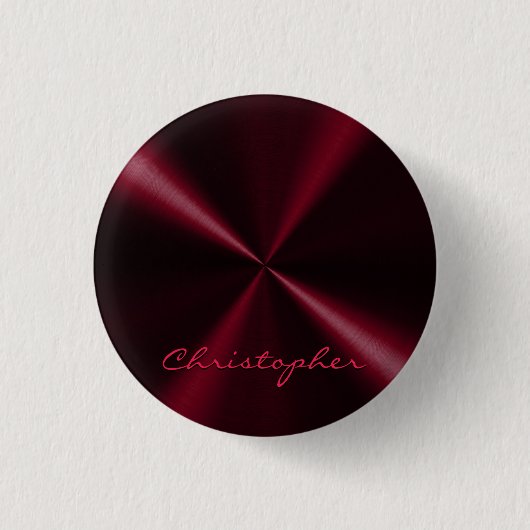 Badge Rond 2,50 Cm Apparence métallique radiale personnalisée - Rouge (Devant)