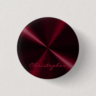Badge Rond 2,50 Cm Apparence métallique radiale personnalisée - Rouge