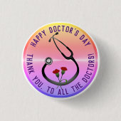 Badge Rond 2,50 Cm Appréciation Docteur Day Stethoscope (Devant)