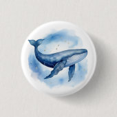 Badge Rond 2,50 Cm Aquarelle Baleine céleste (Devant)