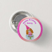 Badge Rond 2,50 Cm Aquarelle Cavalier King Charles Cupcake Anniversai (Devant & derrière)