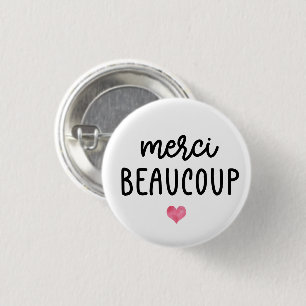 Badge Rond 2,50 Cm Aquarelle Coeur Merci Beacoup