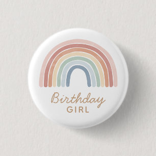 Badge Rond 2,50 Cm Aquarelle colorée Arc-en-ciel Fille d'anniversaire