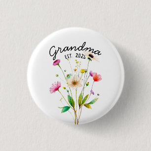Badge Rond 2,50 Cm Aquarelle Colorée Fleurs sauvages première fois gr
