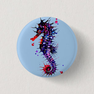 Badge Rond 2,50 Cm Aquarelle couleur de cheval de mer