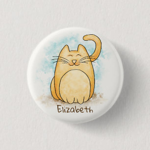 Badge Rond 2,50 Cm Aquarelle Cute Cat Personnaliser