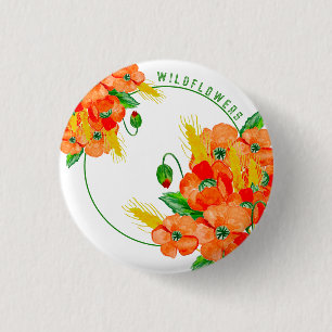Badge Rond 2,50 Cm Aquarelle de fleurs sauvages