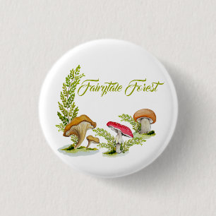 Badge Rond 2,50 Cm Aquarelle de la forêt Fairytale ensemble de champi