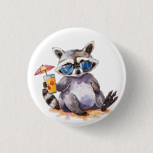 Badge Rond 2,50 Cm Aquarelle de plage estivale