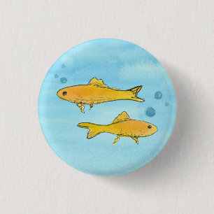 Badge Rond 2,50 Cm Aquarelle de poisson rouge