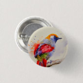 Badge Rond 2,50 Cm Aquarelle d'oiseau rouge cool (Devant & derrière)