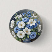 Badge Rond 2,50 Cm Aquarelle élégante Vase Fleurs (Devant)