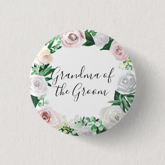 Badge Rond 2,50 Cm Aquarelle Florale blanche Grandma verte de la cham