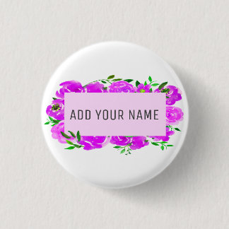 Badge Rond 2,50 Cm Aquarelle florale violette personnalisée