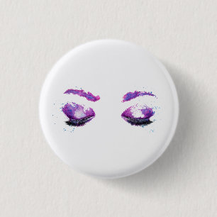 Badge Rond 2,50 Cm Aquarelle glamour aux yeux et aux bouillons pourpr