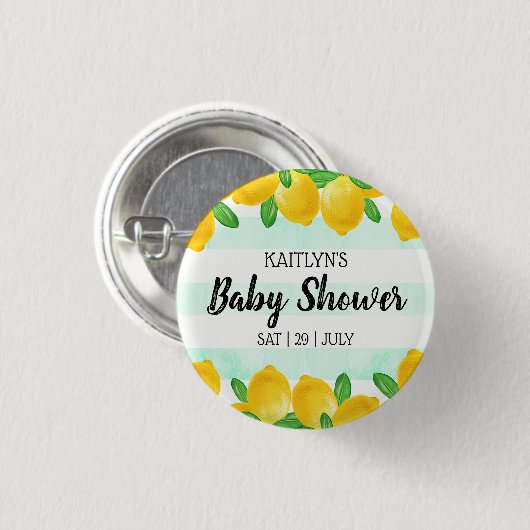 Badge Rond 2,50 Cm Aquarelle moderne Baby shower citronnier (Devant & derrière)