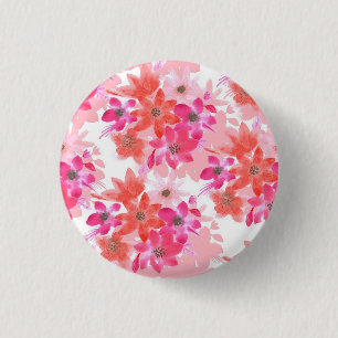 Badge Rond 2,50 Cm Aquarelle moderne Fleurs roses