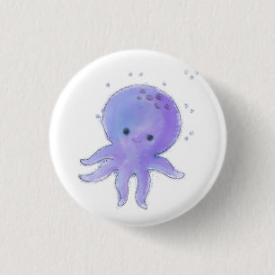 Badge Rond 2,50 Cm Aquarelle octopique violette claire