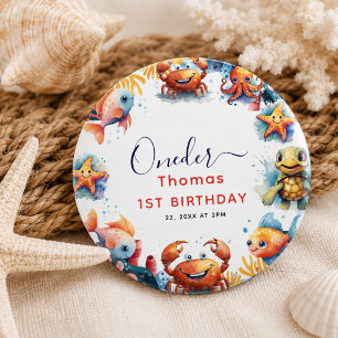 Badge Rond 2,50 Cm Aquarelle pour enfants mignonne au bord de la mer