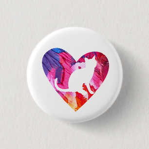 Badge Rond 2,50 Cm Aquarelle pour femme ou fille en chat teint