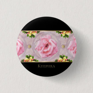Badge Rond 2,50 Cm Aquarelle rose Florale Nom du monogramme