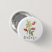 Badge Rond 2,50 Cm Aquarelle rose hanches (Devant & derrière)