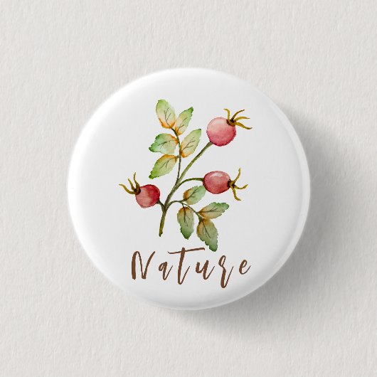 Badge Rond 2,50 Cm Aquarelle rose hanches (Devant)