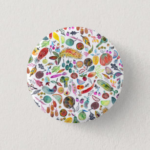 Badge Rond 2,50 Cm Aquarelle Whimsical colorée Fruits Légumes