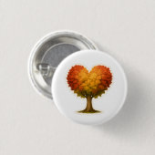Badge Rond 2,50 Cm Arbre d'automne en forme de coeur (Devant & derrière)