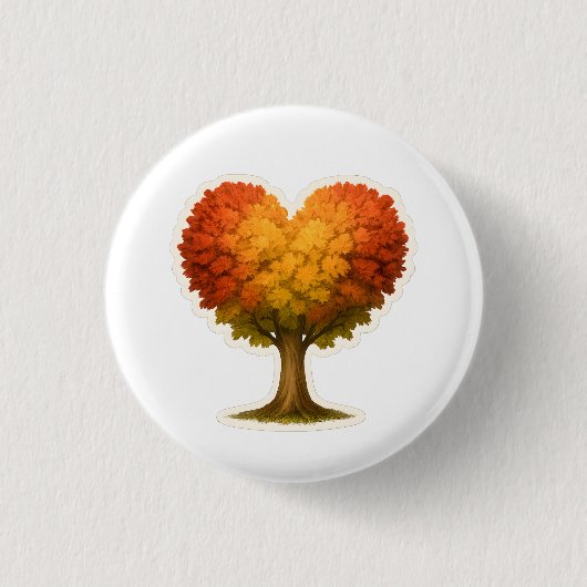 Badge Rond 2,50 Cm Arbre d'automne en forme de coeur (Devant)
