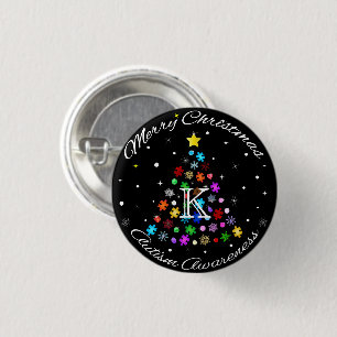 Badge Rond 2,50 Cm Arbre de Noël de l'autisme