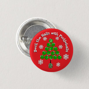 Badge Rond 2,50 Cm Arbre de Noël Pickleball Noël Personnalisé