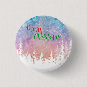 Badge Rond 2,50 Cm Arbre de Noël sapin de Noël sauvage joyeux aquarel