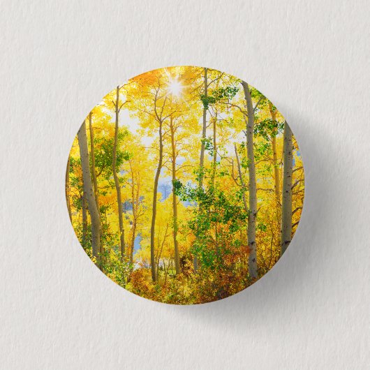 Badge Rond 2,50 Cm Arbres D'Aspen À L'Automne| Sierra Nevada Mountain (Devant)