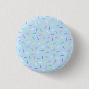 Badge Rond 2,50 Cm Arc-en-ciel bleu arrose confetti amusant coloré