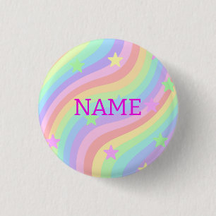 Badge Rond 2,50 Cm Arc en ciel et étoiles