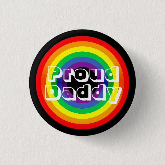 Badge Rond 2,50 Cm Arc-en-ciel fier du papa LGBT (Devant)