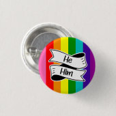 Badge Rond 2,50 Cm Arc-en-ciel - Insigne Pronoun (Devant & derrière)