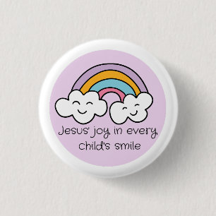 Badge Rond 2,50 Cm Arc-en-ciel La joie de Jésus dans le sourire de ch