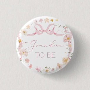 Badge Rond 2,50 Cm Arc en rose fleurs sauvages Granmdma à venir