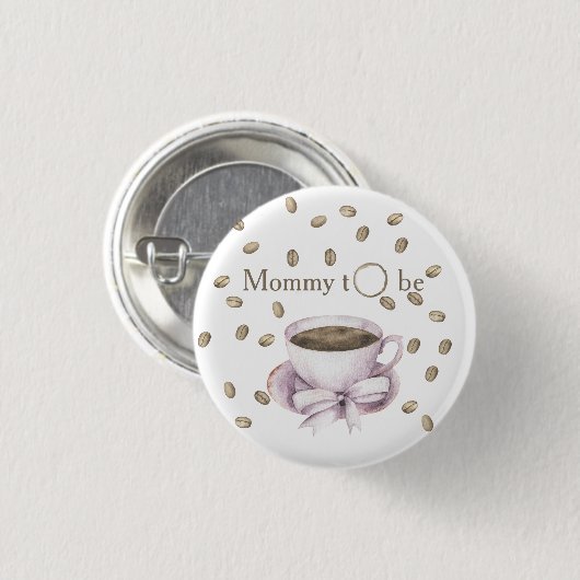 Badge Rond 2,50 Cm Arc et préparation de café - future maman (Devant & derrière)