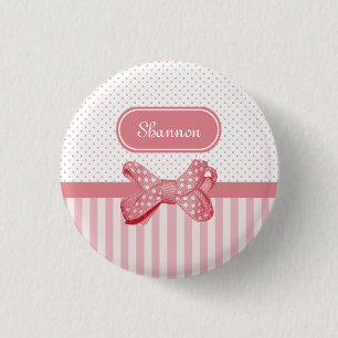 Badge Rond 2,50 Cm Arc mignon de point de polka de rayures Girly de