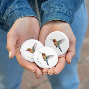 Badge Rond 2,50 Cm Arcs-en-ciel : L'art des colibris, personnalisé