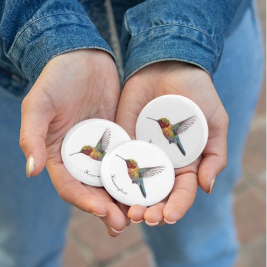 Badge Rond 2,50 Cm Arcs-en-ciel : L'art des colibris, personnalisé