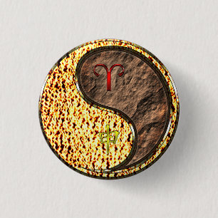Badge Rond 2,50 Cm Aries et singe de la Terre