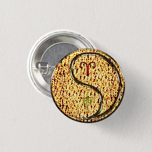 Badge Rond 2,50 Cm Aries et singe du feu (Devant & derrière)
