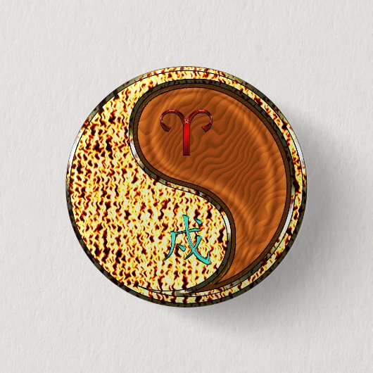 Badge Rond 2,50 Cm Aries et Wood Dog (Devant)