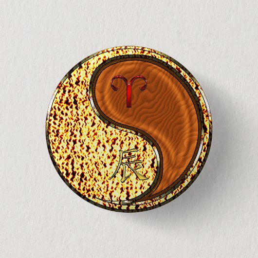 Badge Rond 2,50 Cm Aries et Wood Dragon (Devant)