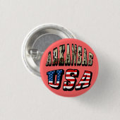 Badge Rond 2,50 Cm Arkansas Picture et USA Flag Text (Devant & derrière)