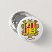 Badge Rond 2,50 Cm Armoiries d'Andorre (Devant & derrière)